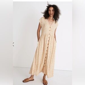 Madewell Button Down Empire Midi Dress Size L in Vanilla floral